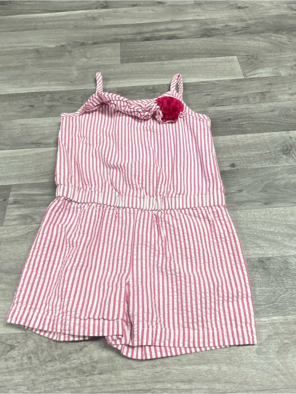 Gymboree Pink and White Striped Girls Romper with Flower
